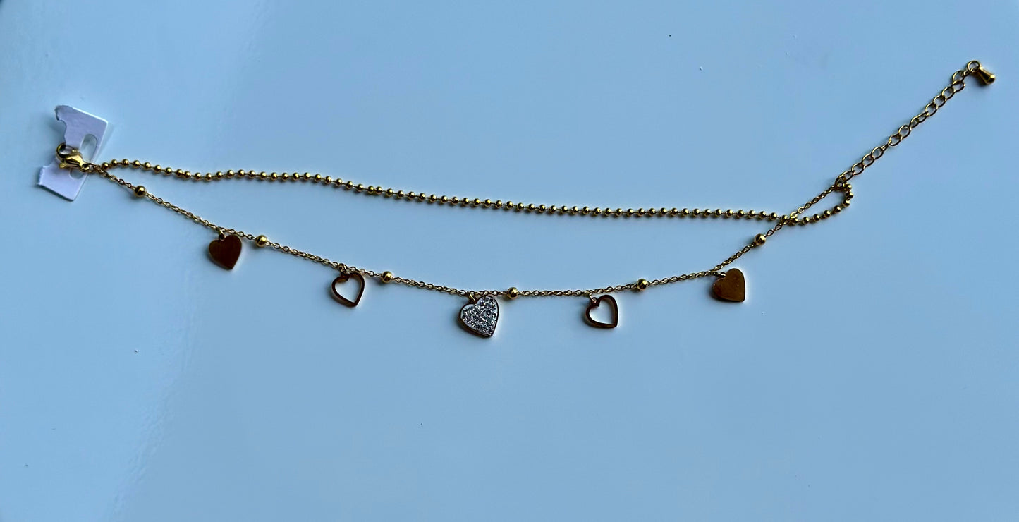 Dainty Heart Charm Anklet