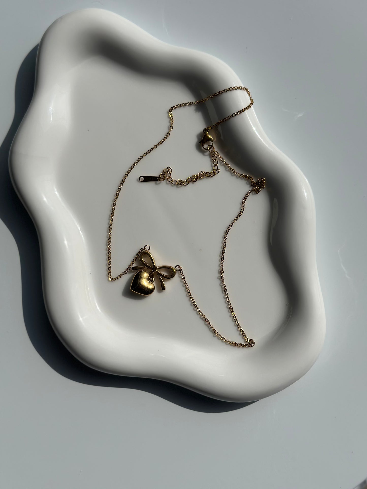 Bow & Heart Pendant Necklace