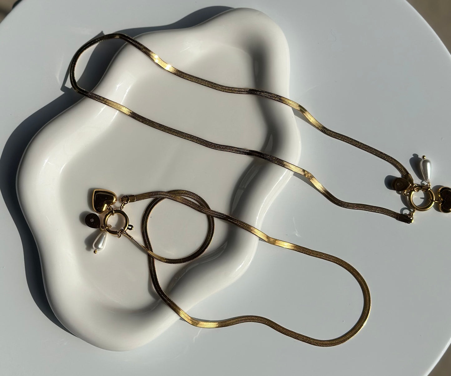 Heart Charm Herringbone Necklace