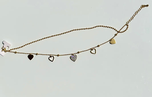Dainty Heart Charm Anklet