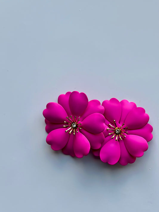 Fuchsia Petal Charm Earrings