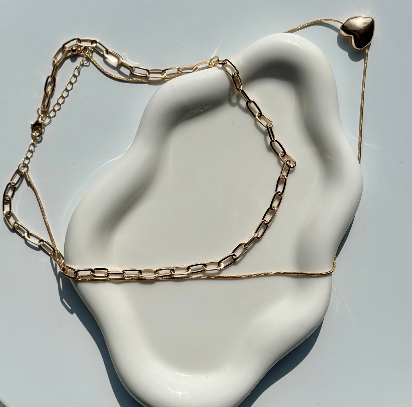 Dual Chain Heart Necklace