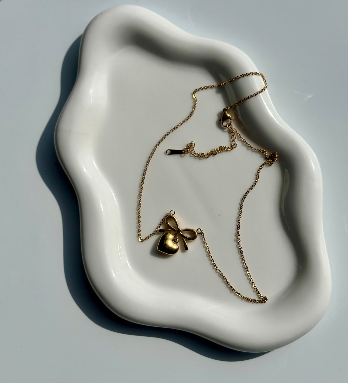 Bow & Heart Pendant Necklace