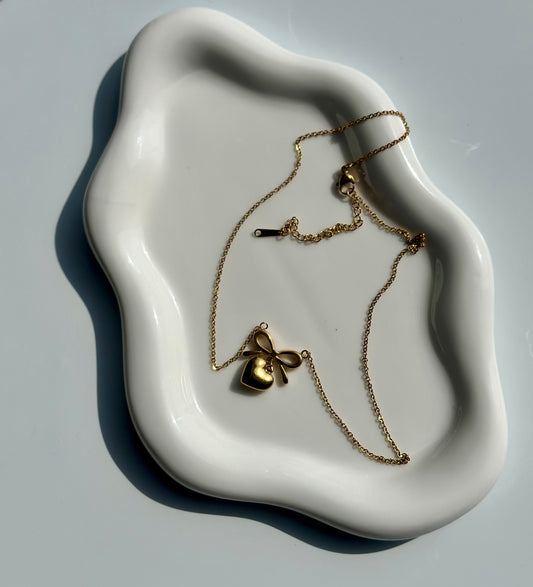 Bow & Heart Pendant Necklace